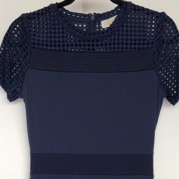 MICHAEL Michael Kors Lace Mesh Fit & Flare Dress Navy Short Sleeves Mini Dress S - Picture 13 of 16